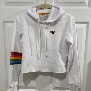 Avia White Hoodie with Multicolor Sleeve